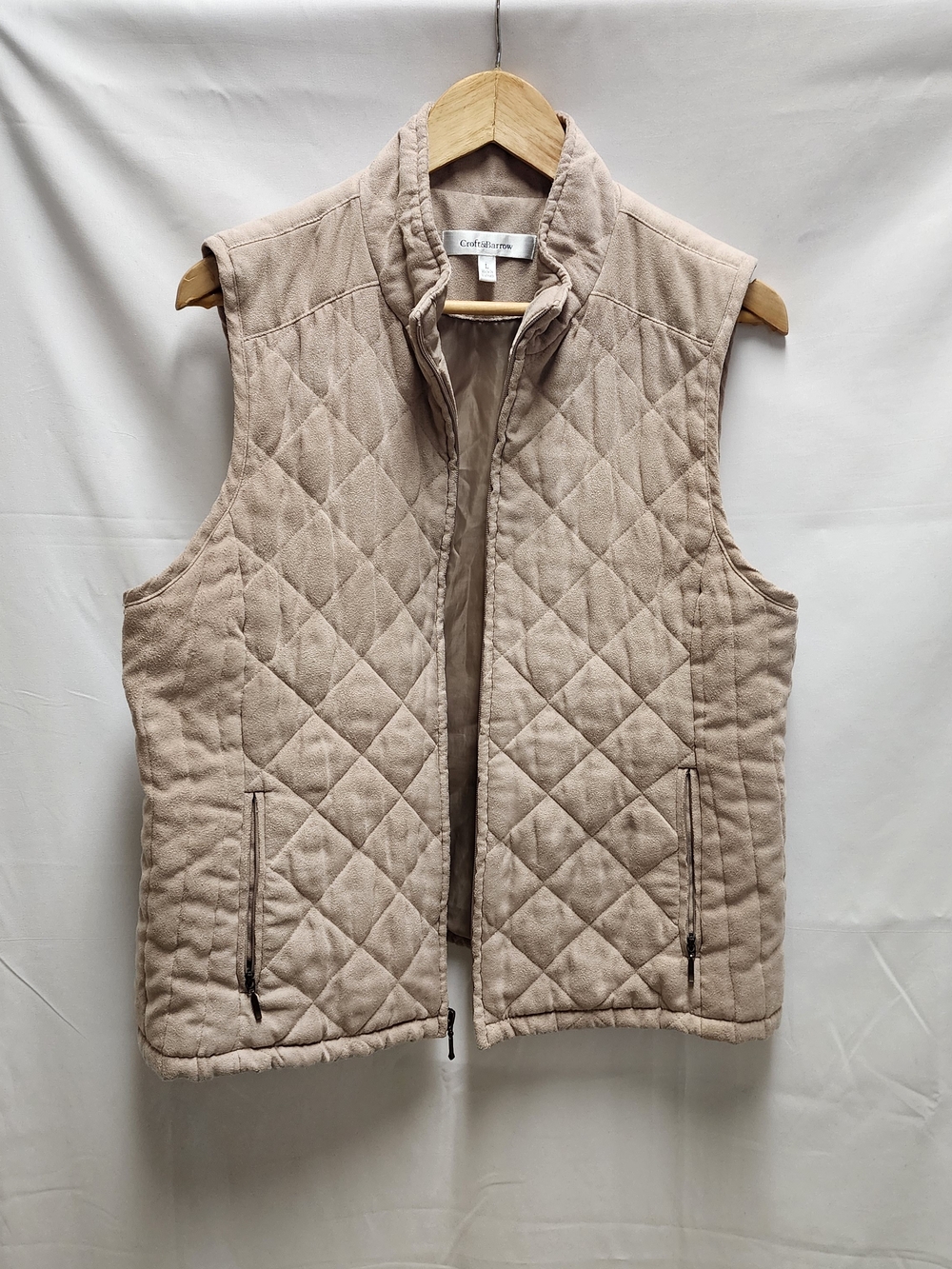 Quilted Women's Sleeveless Vest - Beige- Large